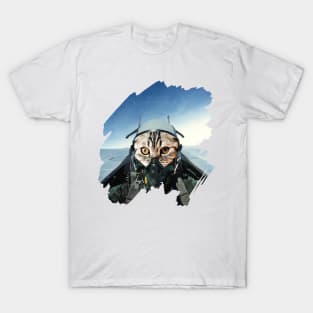 Domestic Cat Pilot flying in a Jet Fighter T-Shirt